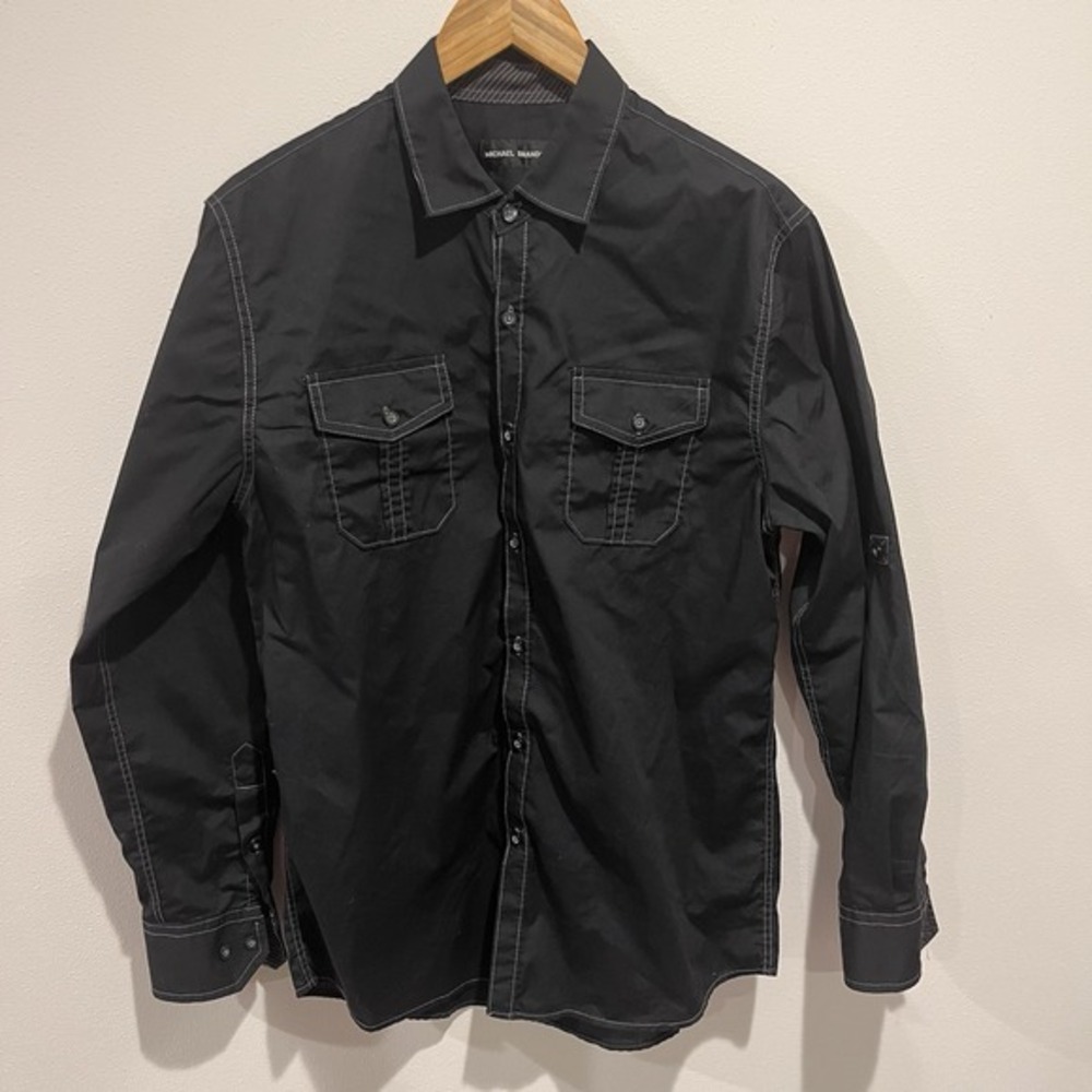 Mens‎ Medium Brush Popper Long Sleeve Button Western Cowboy Rodeo Pocket